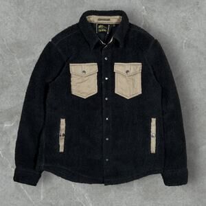 LL Bean x Todd Snyder Hi Pile Sherpa Polar Fleece Snap Jacket Black Size Large